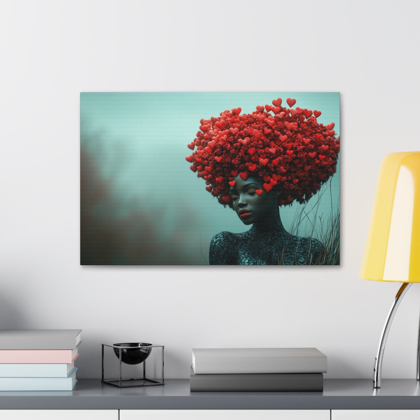 Beautiful Heart Filled Afro Woman Canvas