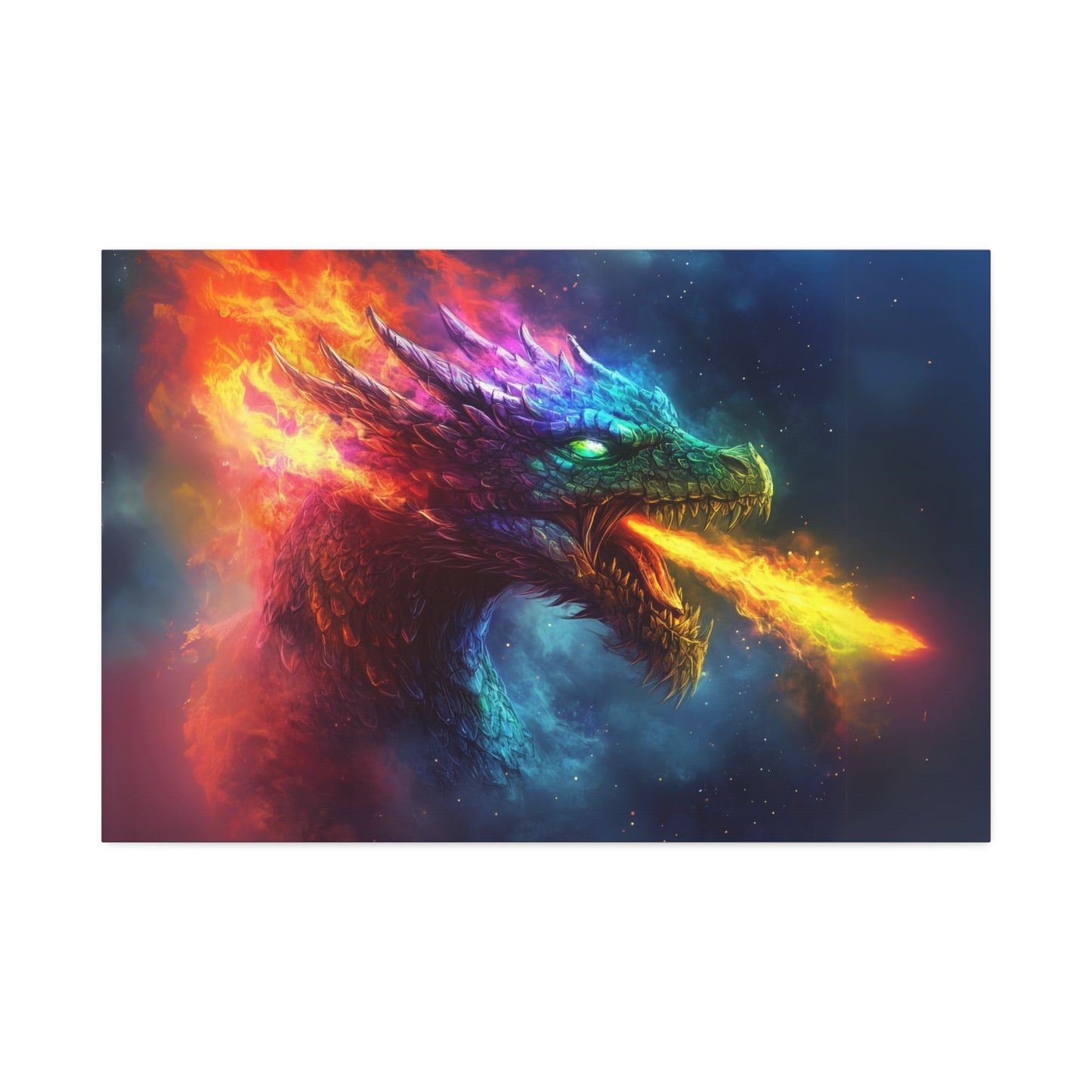 Rainbow Fire Breathing Dragon 2 Canvas