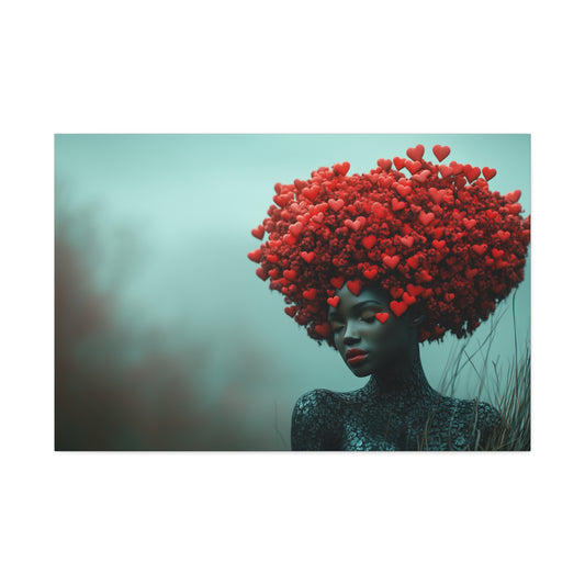 Beautiful Heart Filled Afro Woman Canvas