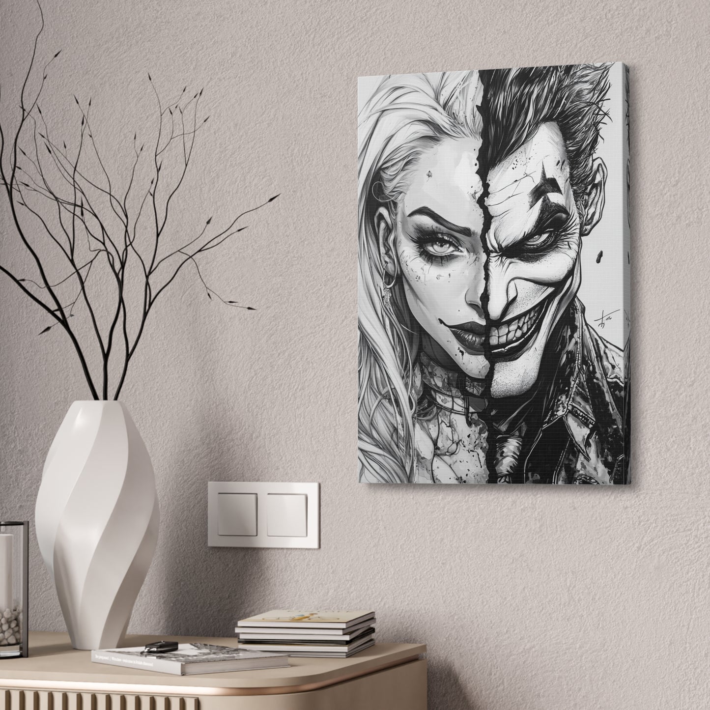 Joker & Puddin Black & White Canvas