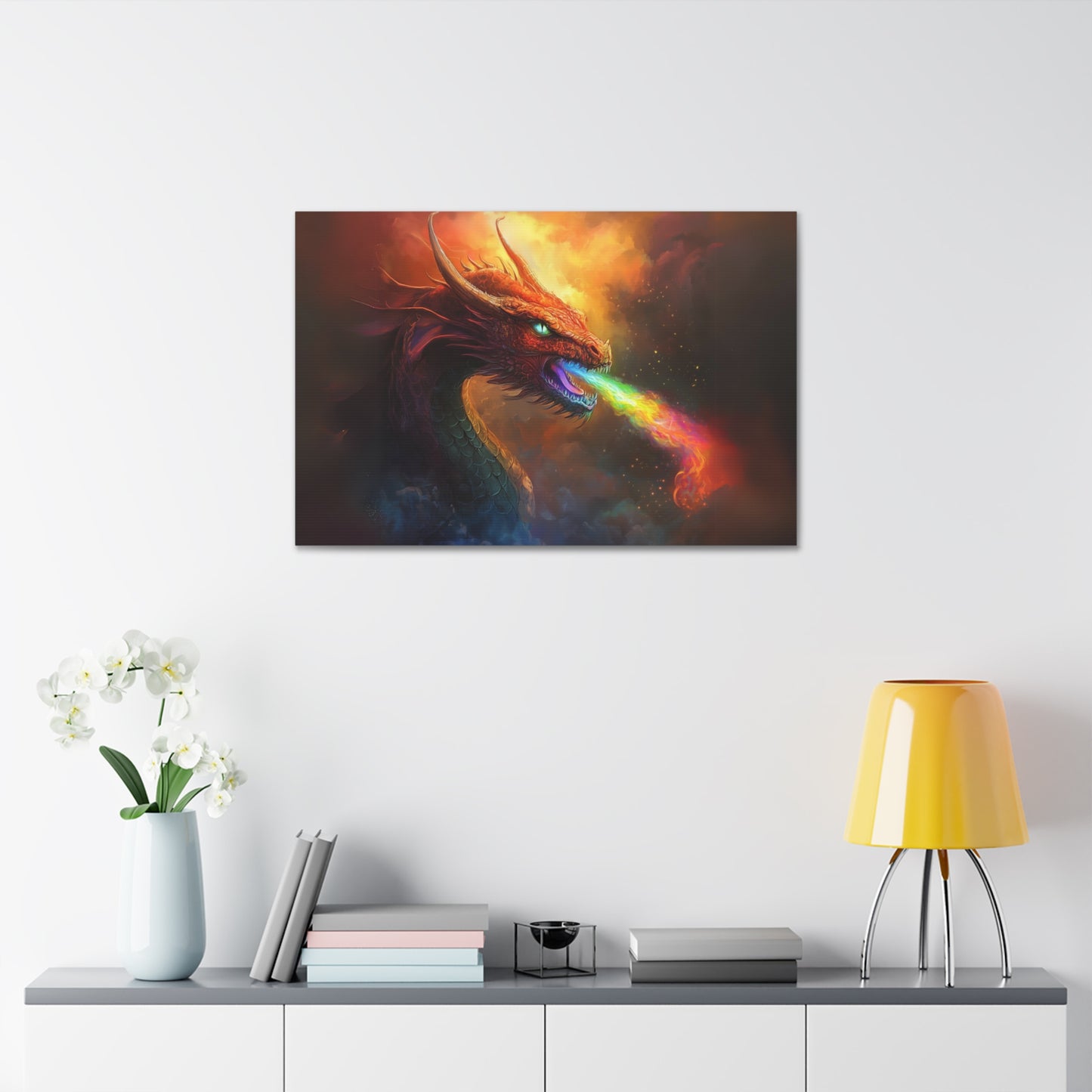 Rainbow Fire Breathing Dragon 1 Canvas