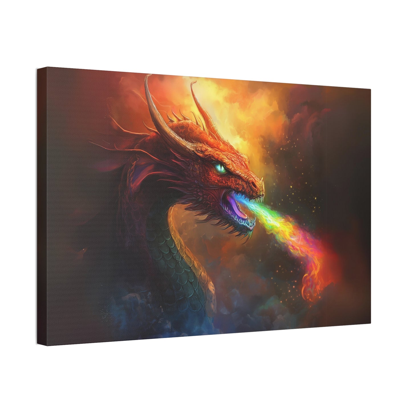 Rainbow Fire Breathing Dragon 1 Canvas