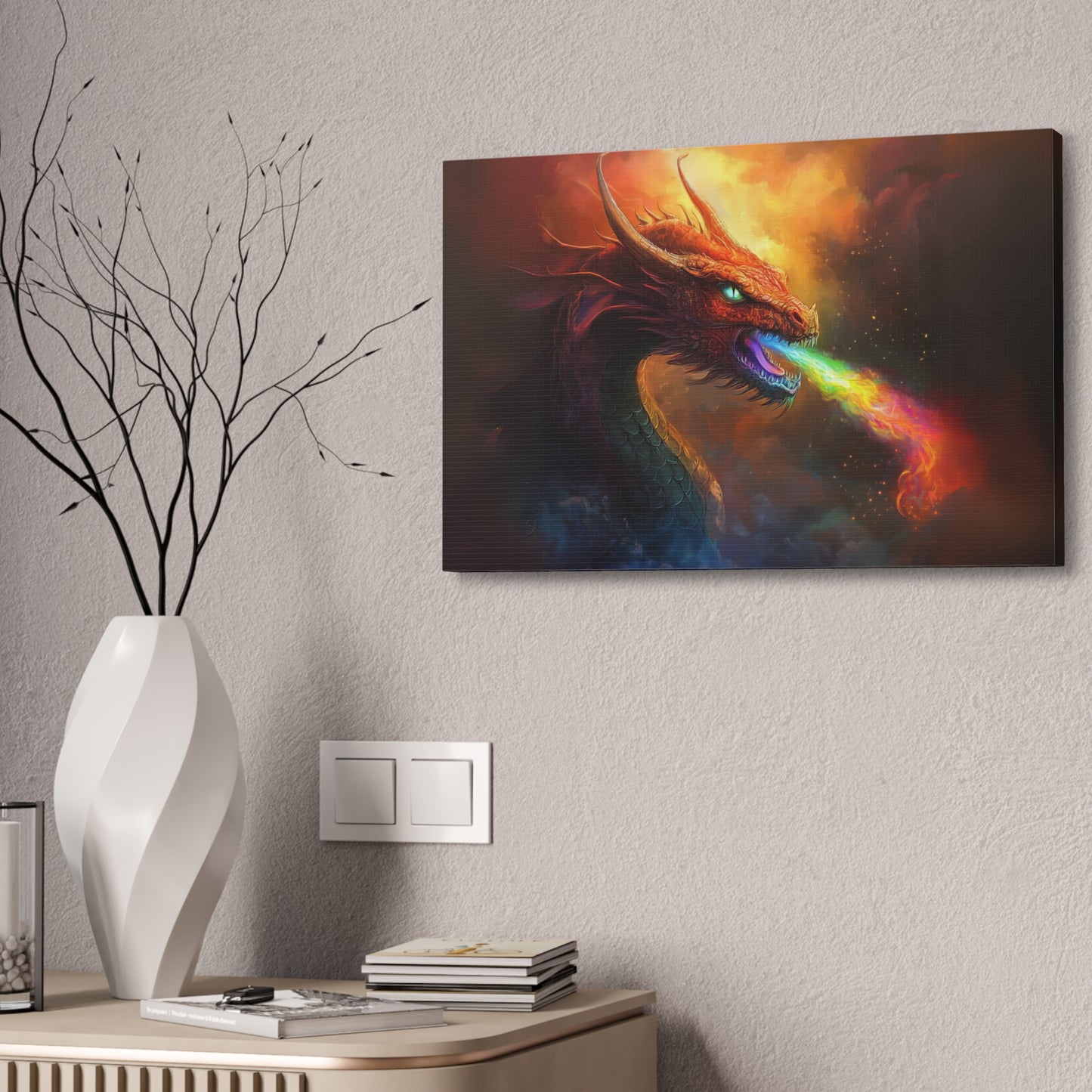 Rainbow Fire Breathing Dragon 1 Canvas