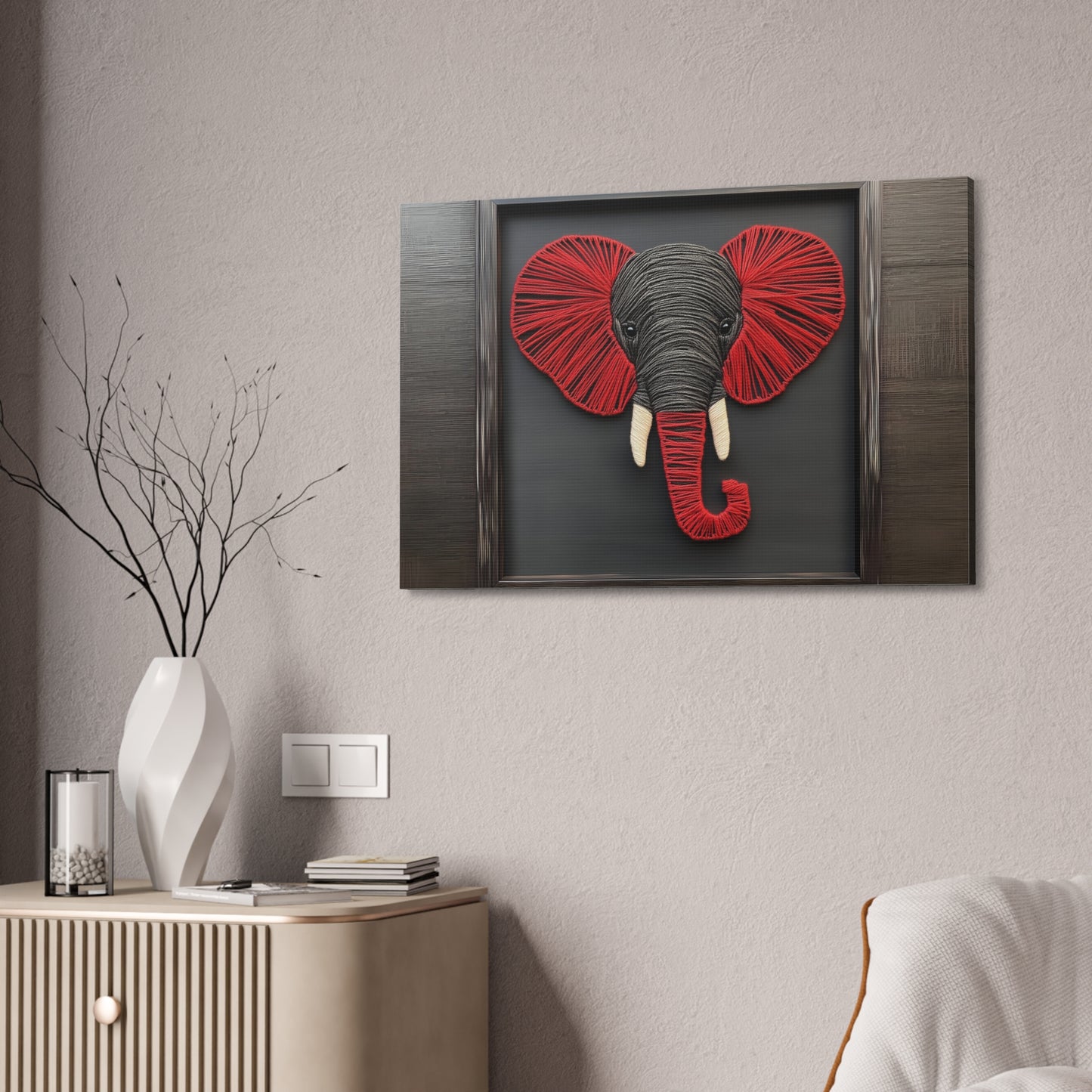 Red & Grey Elephant Canvas