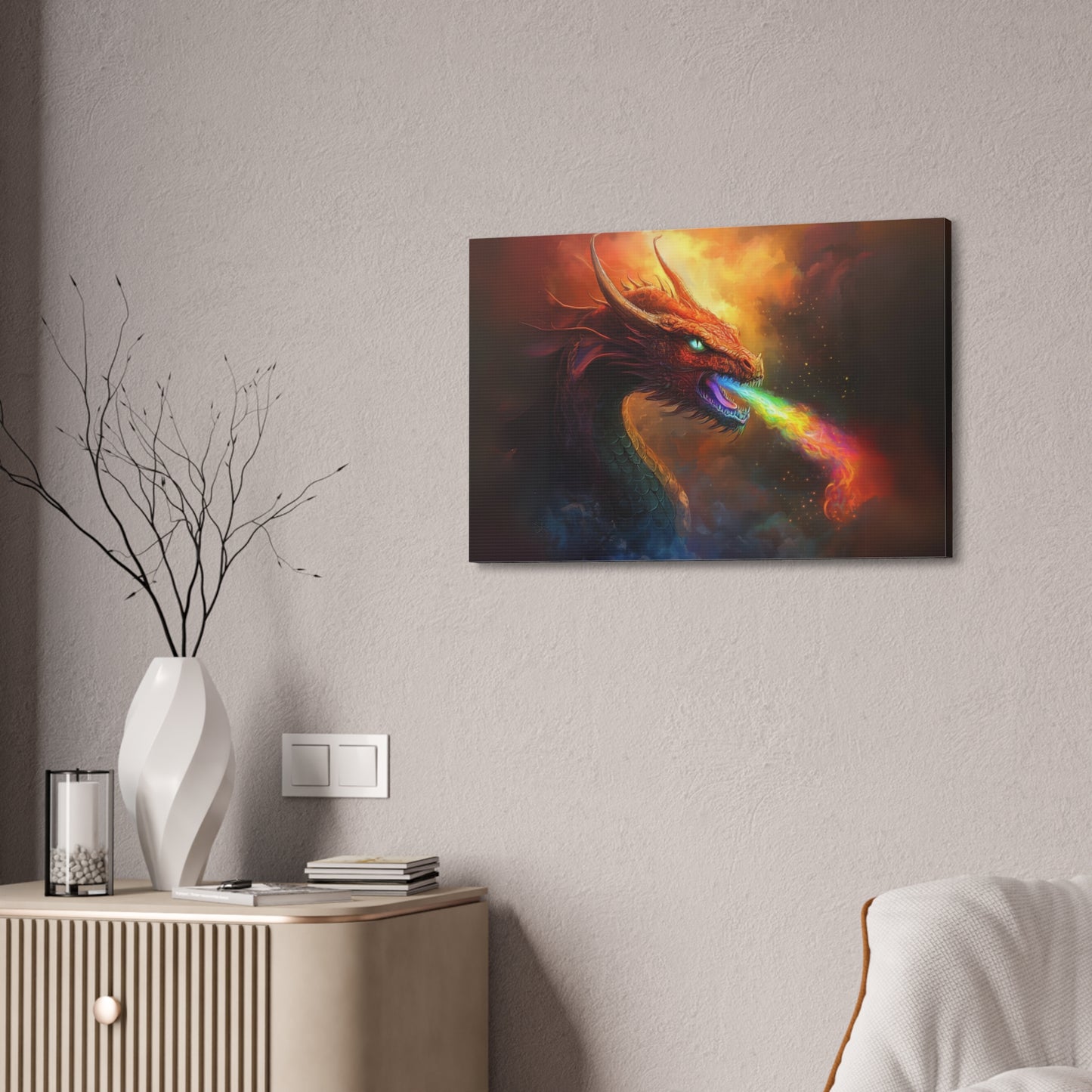 Rainbow Fire Breathing Dragon 1 Canvas