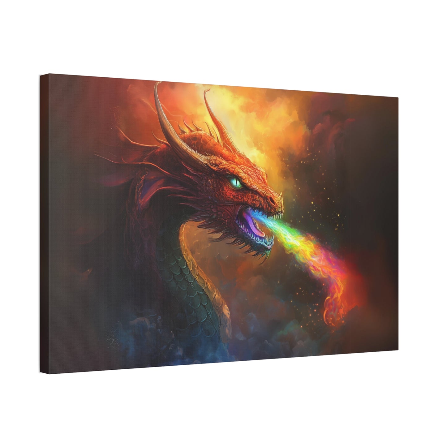 Rainbow Fire Breathing Dragon 1 Canvas