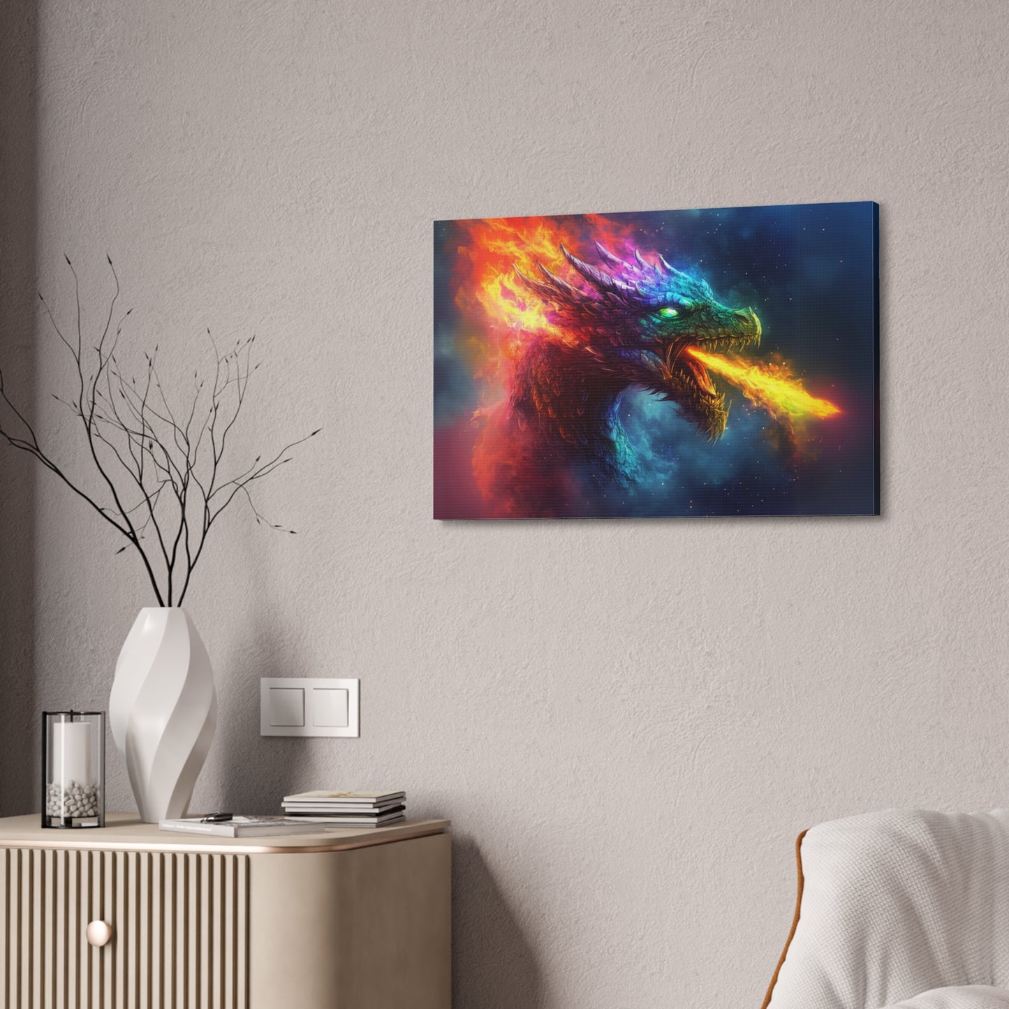 Rainbow Fire Breathing Dragon 2 Canvas