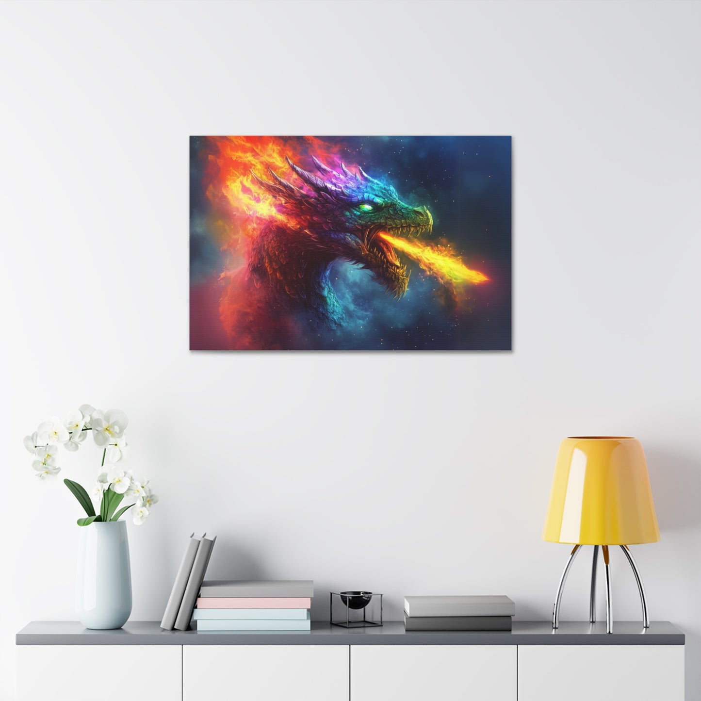 Rainbow Fire Breathing Dragon 2 Canvas