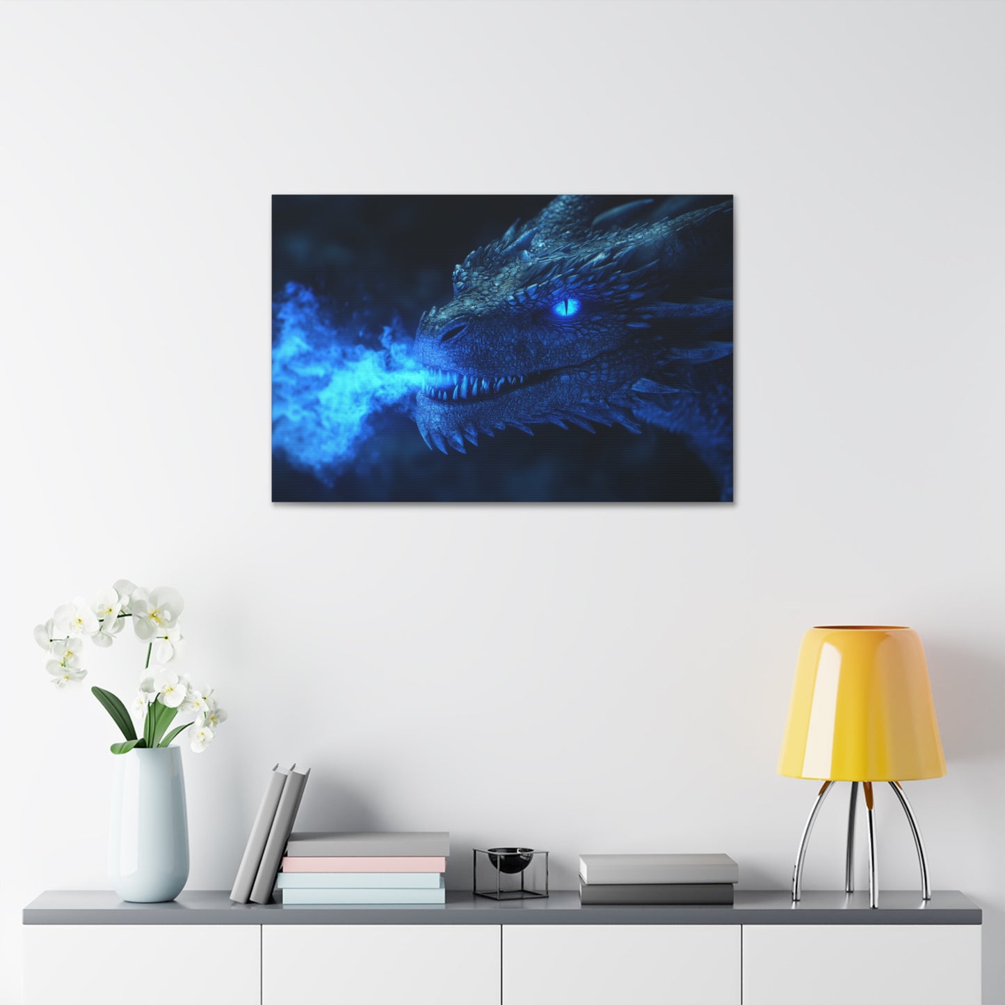 Fire Breathing Dragon (Blue) Canvas