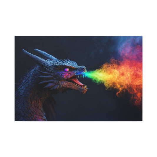 Fire Breathing Dragon (Rainbow) Canvas