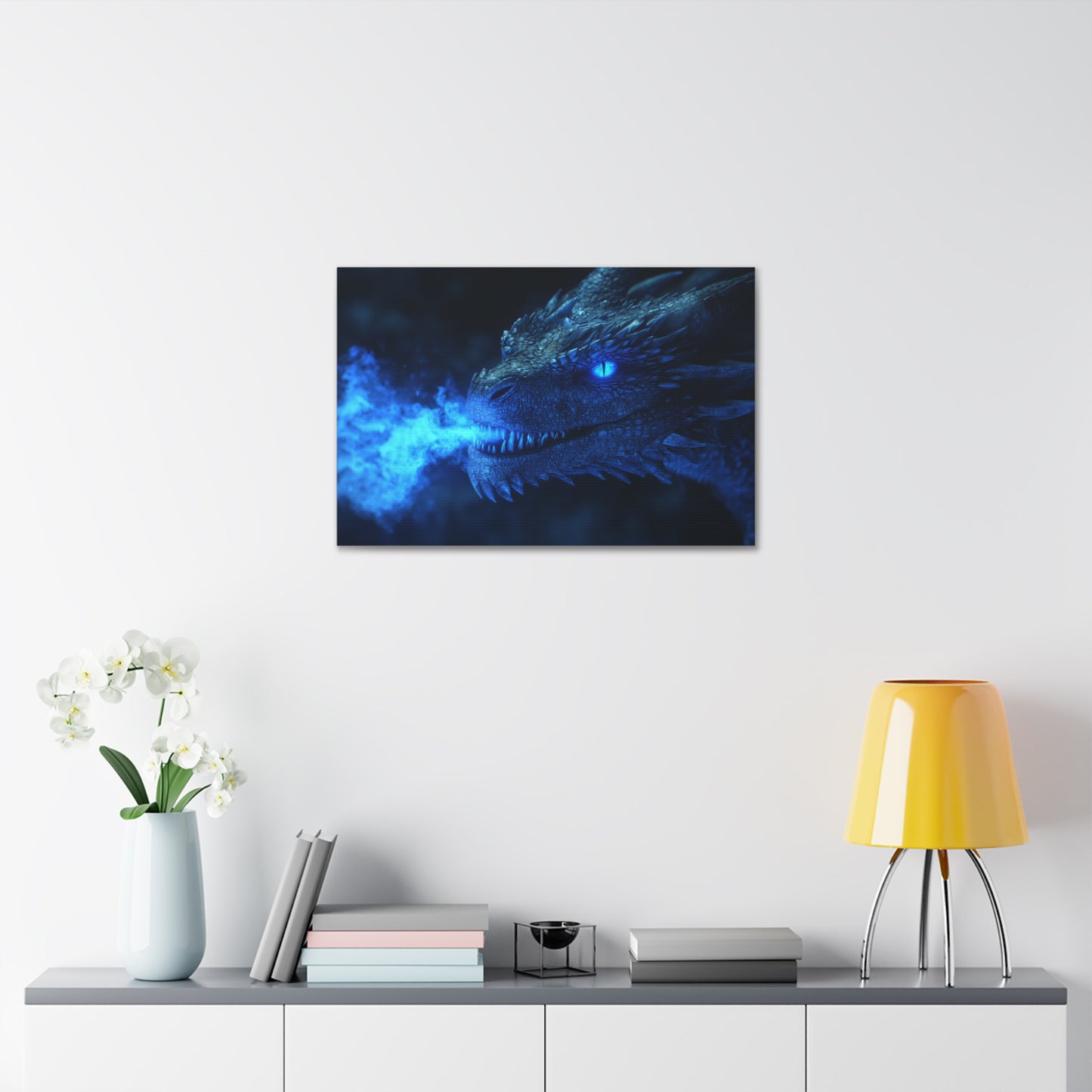 Fire Breathing Dragon (Blue) Canvas