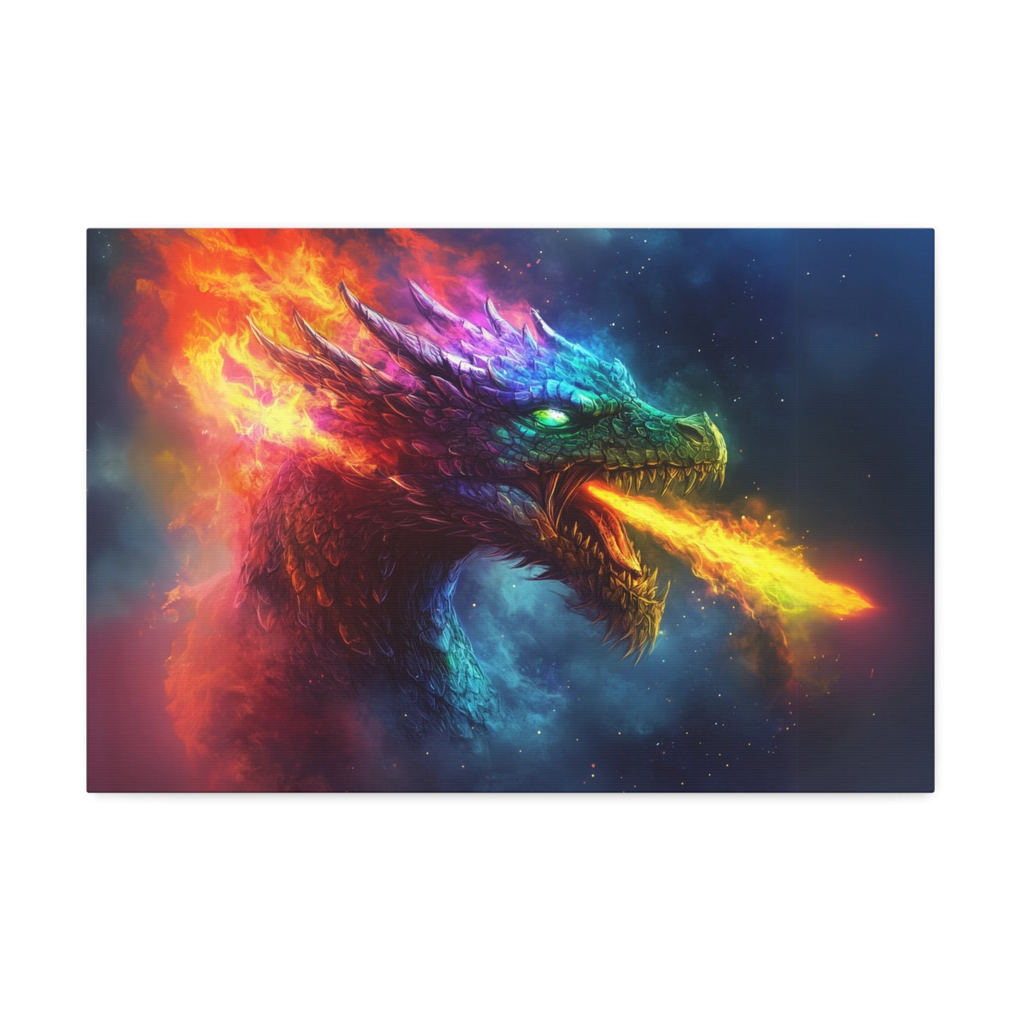 Rainbow Fire Breathing Dragon 2 Canvas