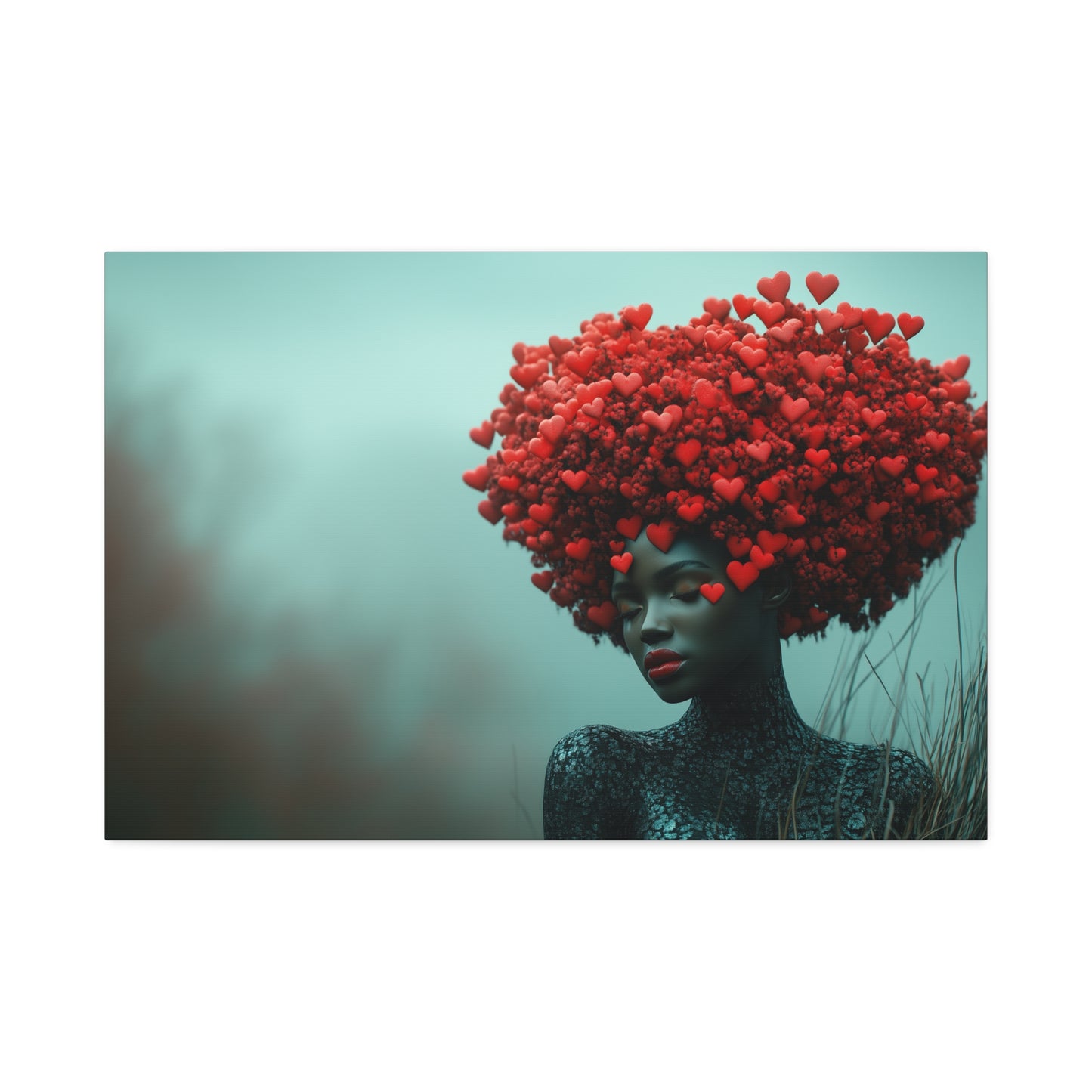 Beautiful Heart Filled Afro Woman Canvas