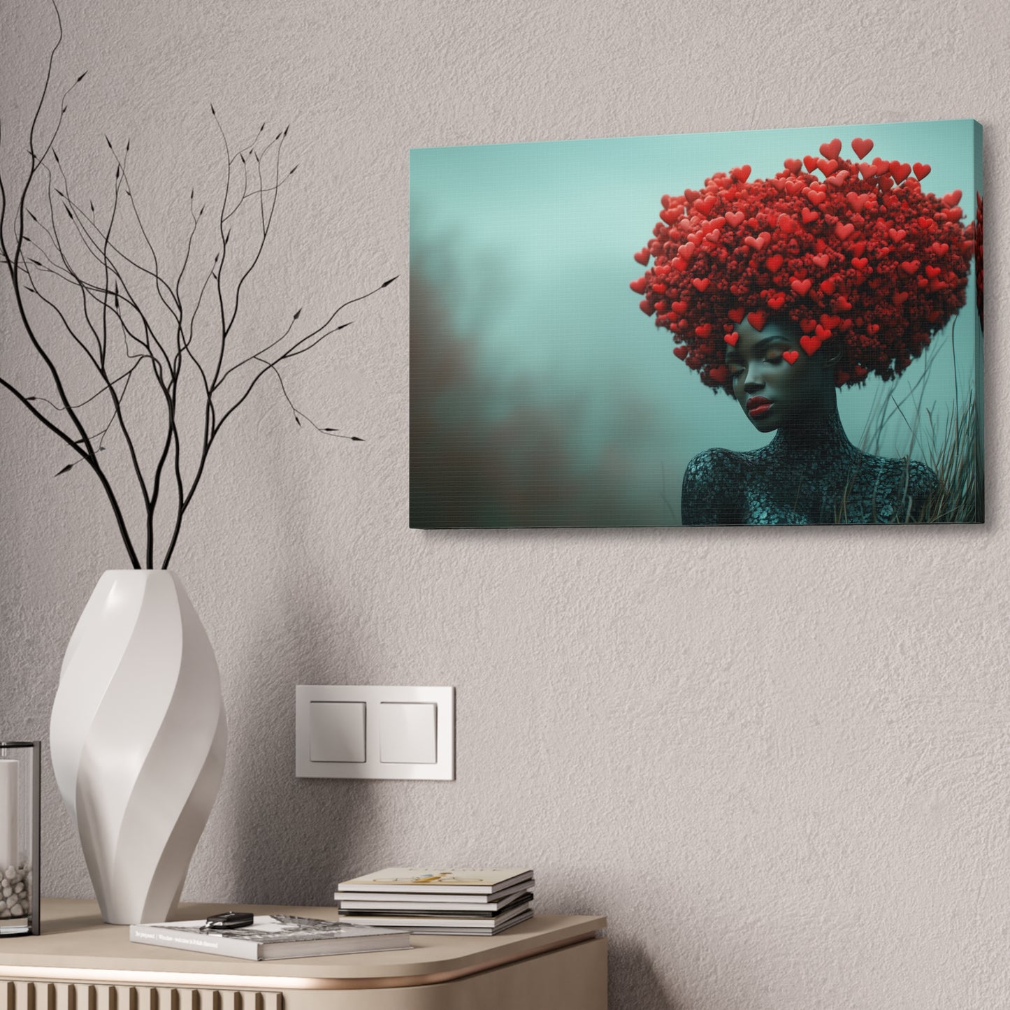 Beautiful Heart Filled Afro Woman Canvas