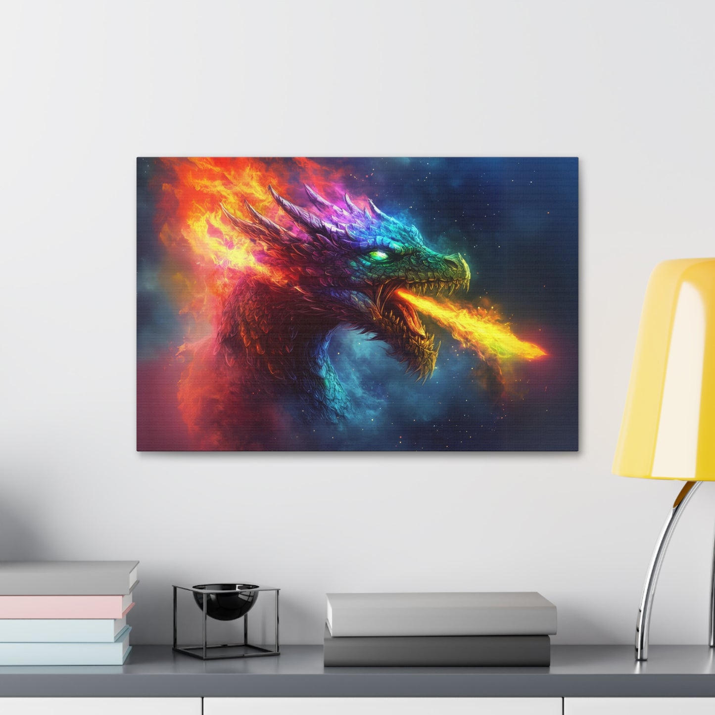 Rainbow Fire Breathing Dragon 2 Canvas