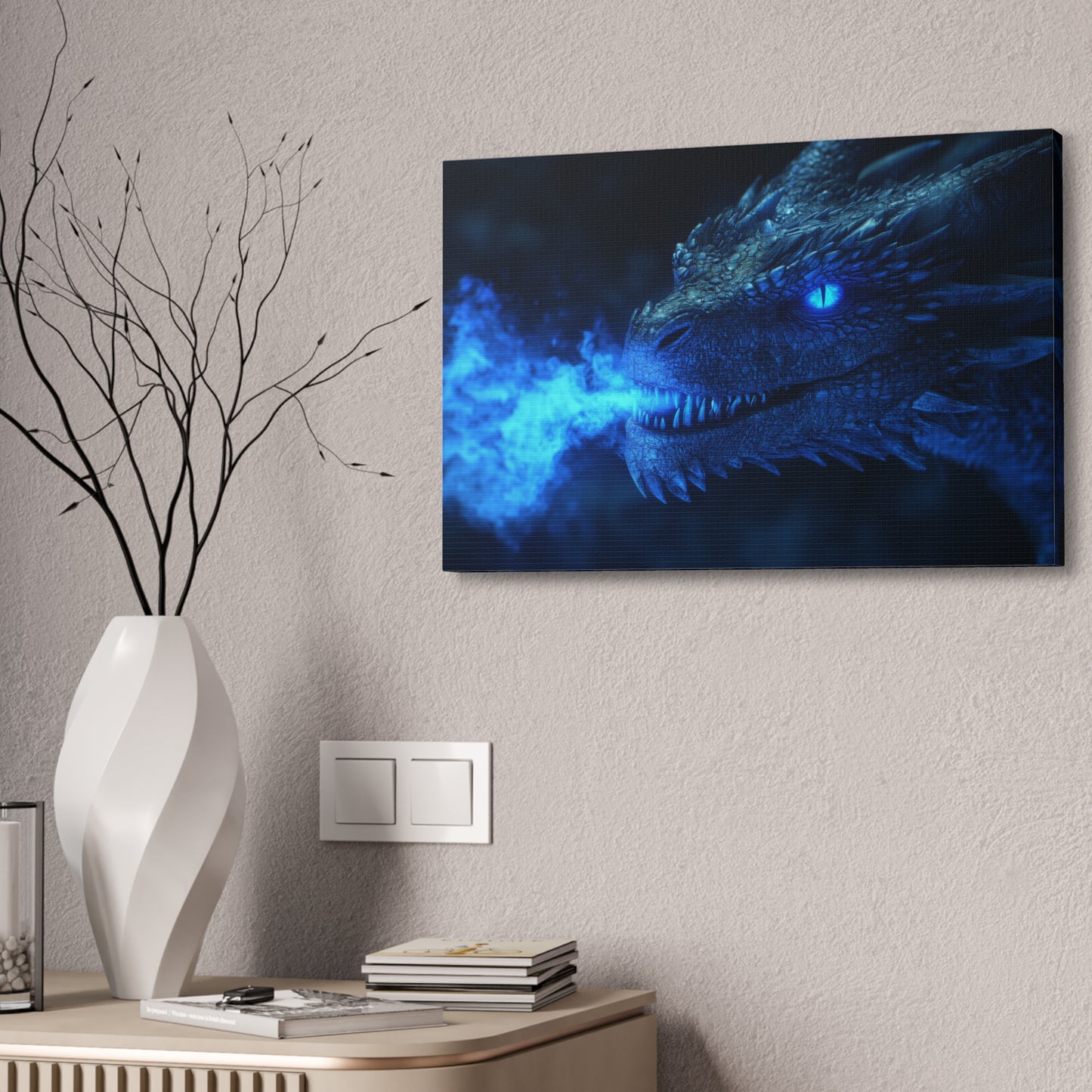 Fire Breathing Dragon (Blue) Canvas