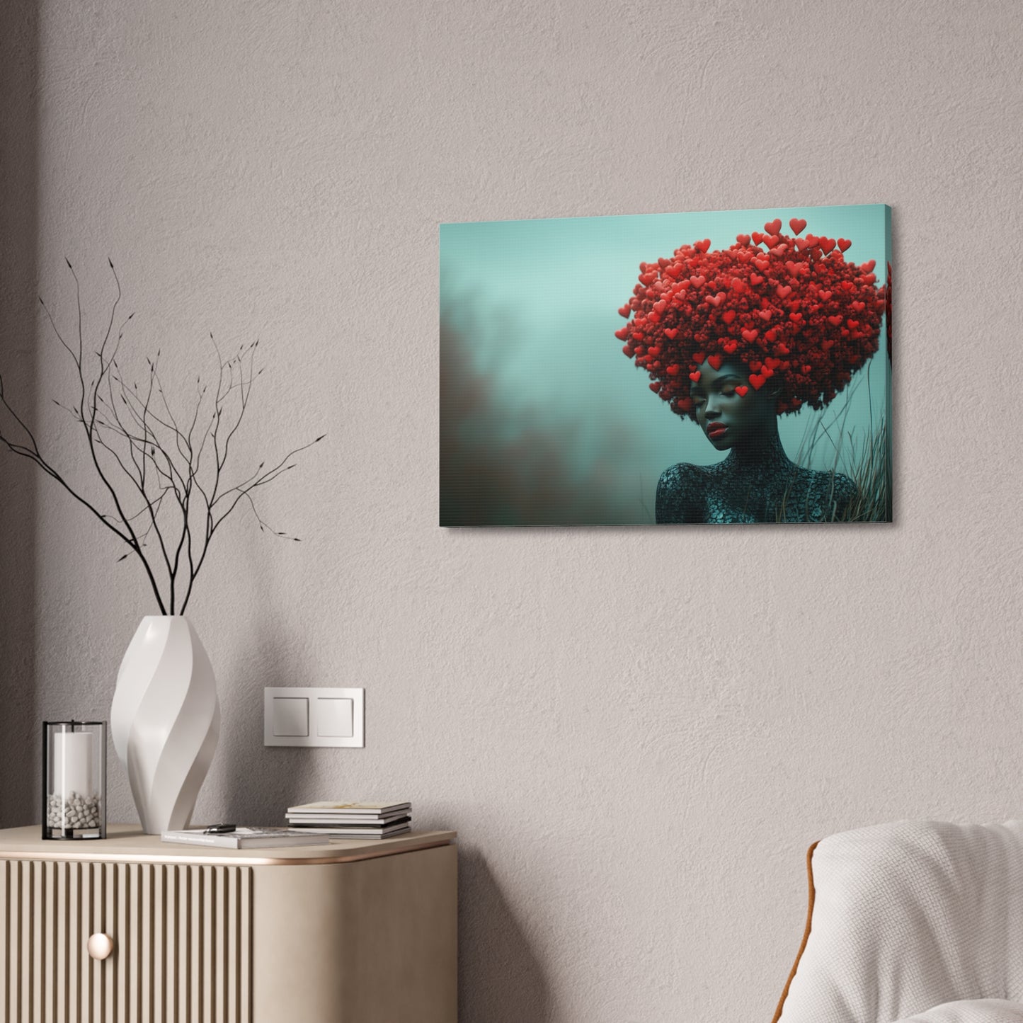 Beautiful Heart Filled Afro Woman Canvas