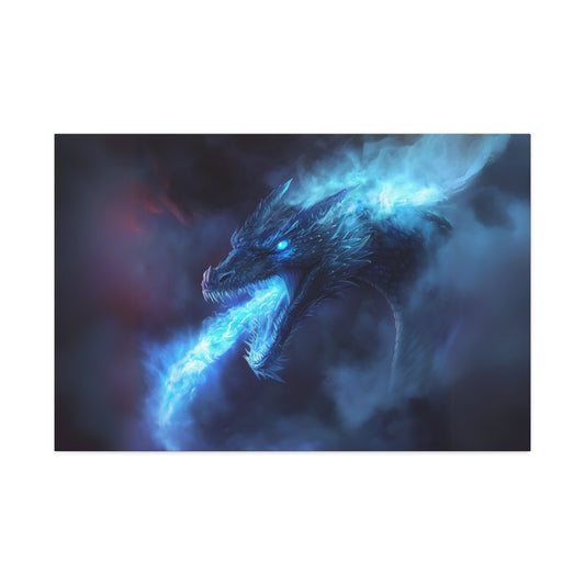 Blue Fire Breathing Dragon Canvas