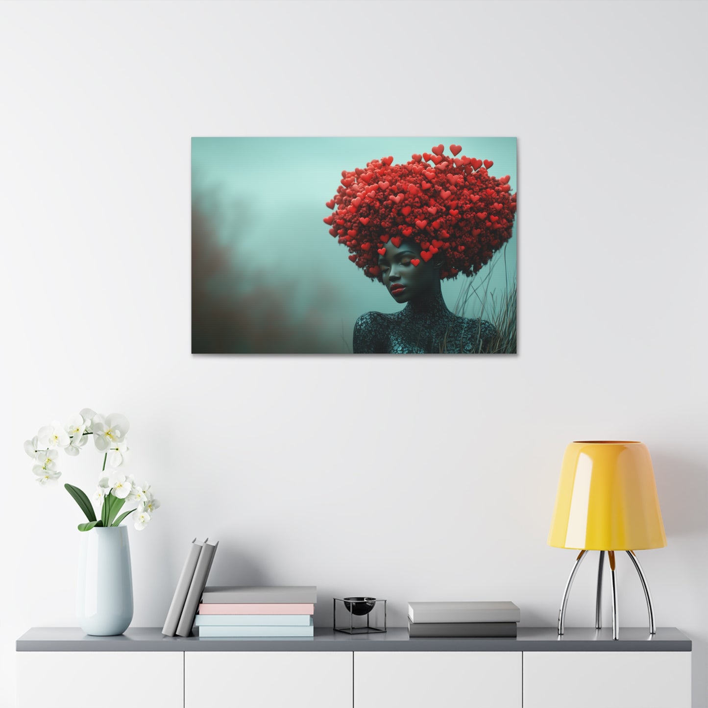 Beautiful Heart Filled Afro Woman Canvas