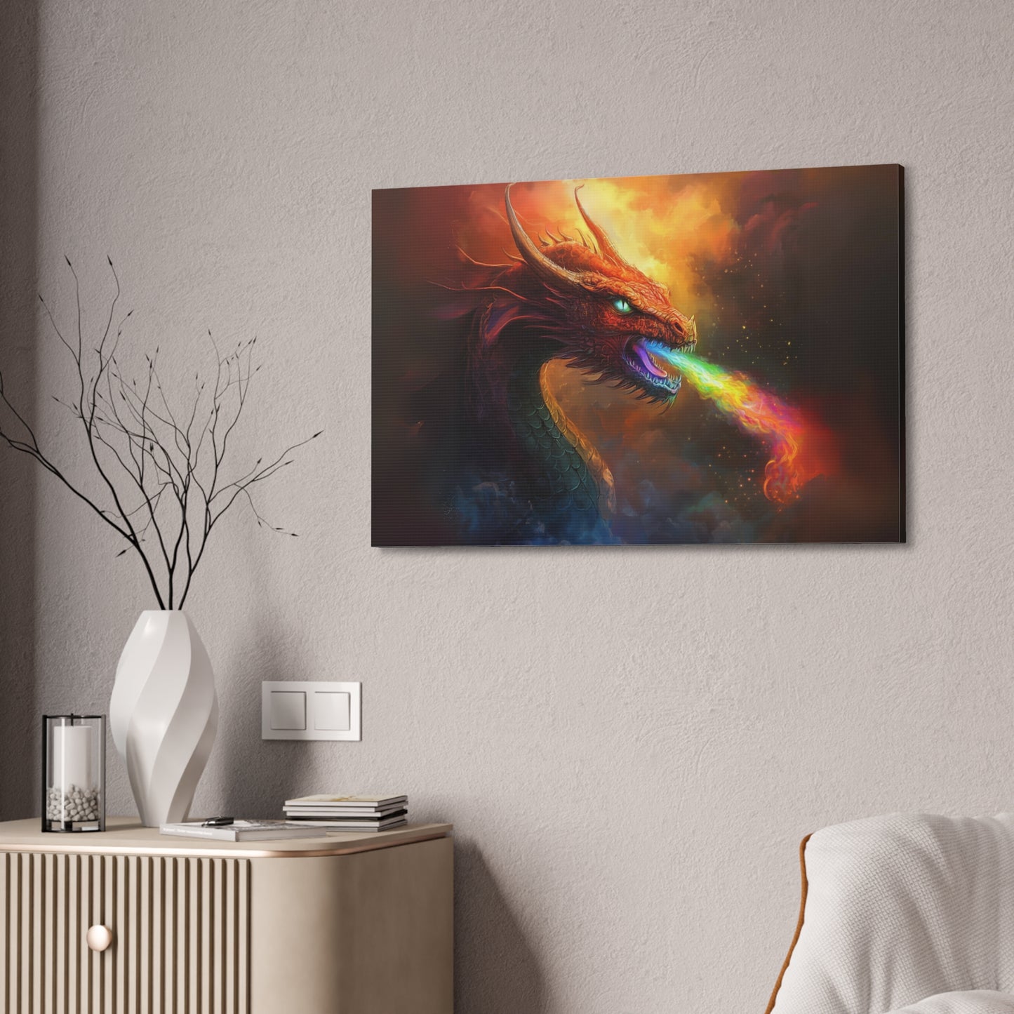 Rainbow Fire Breathing Dragon 1 Canvas