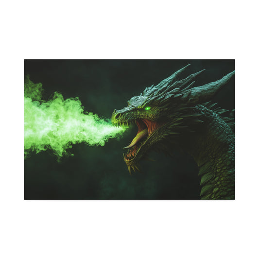 Fire Breathing Dragon (Green) Canvas