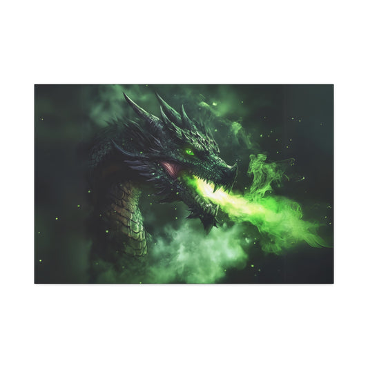 Green Fire Breathing Dragon Canvas