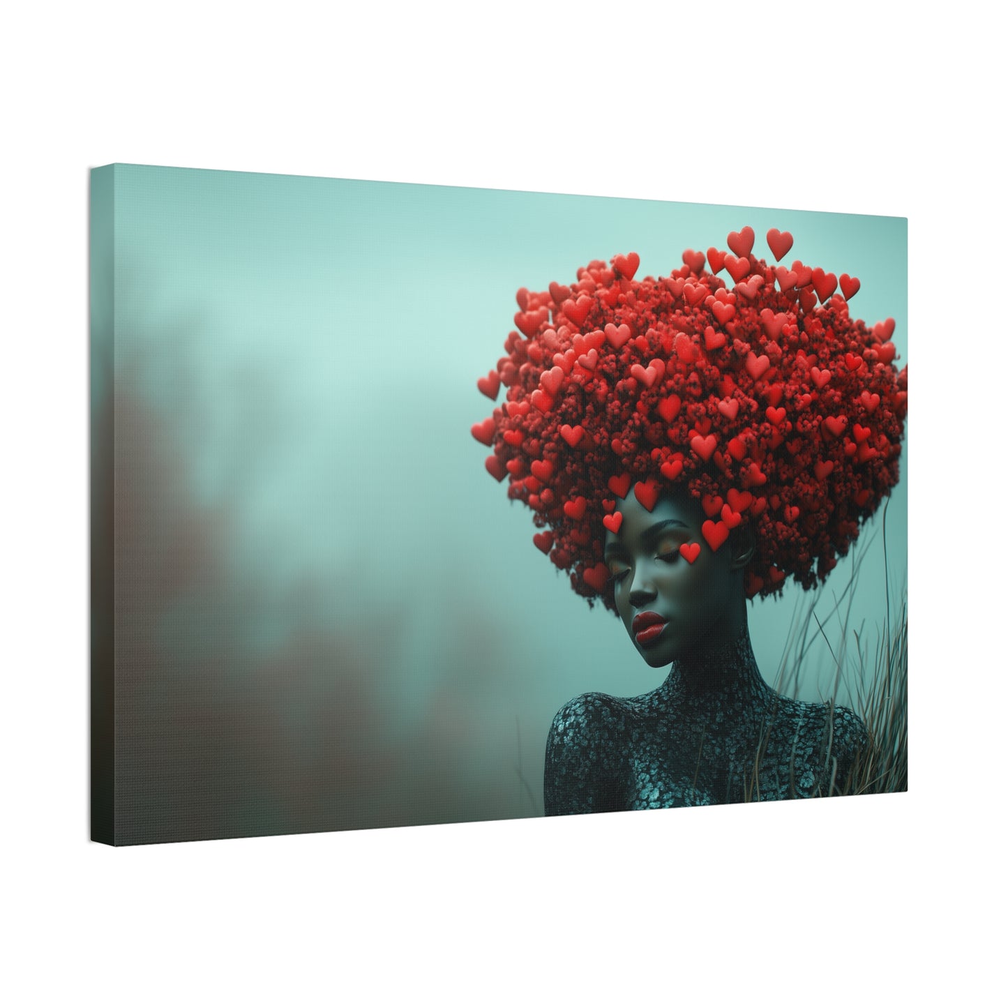 Beautiful Heart Filled Afro Woman Canvas