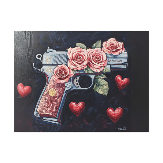 Guns, Roses & Hearts Canvas