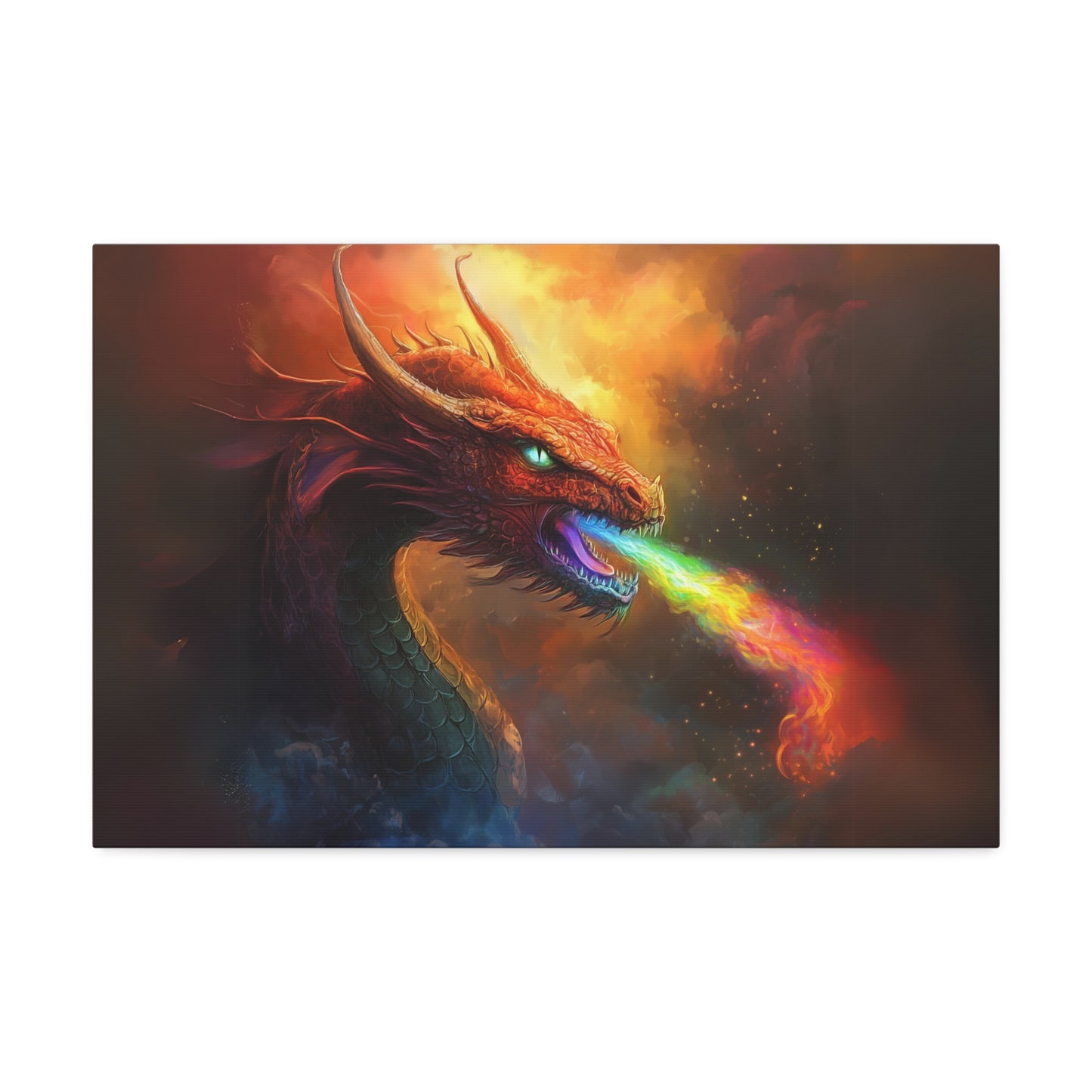 Rainbow Fire Breathing Dragon 1 Canvas