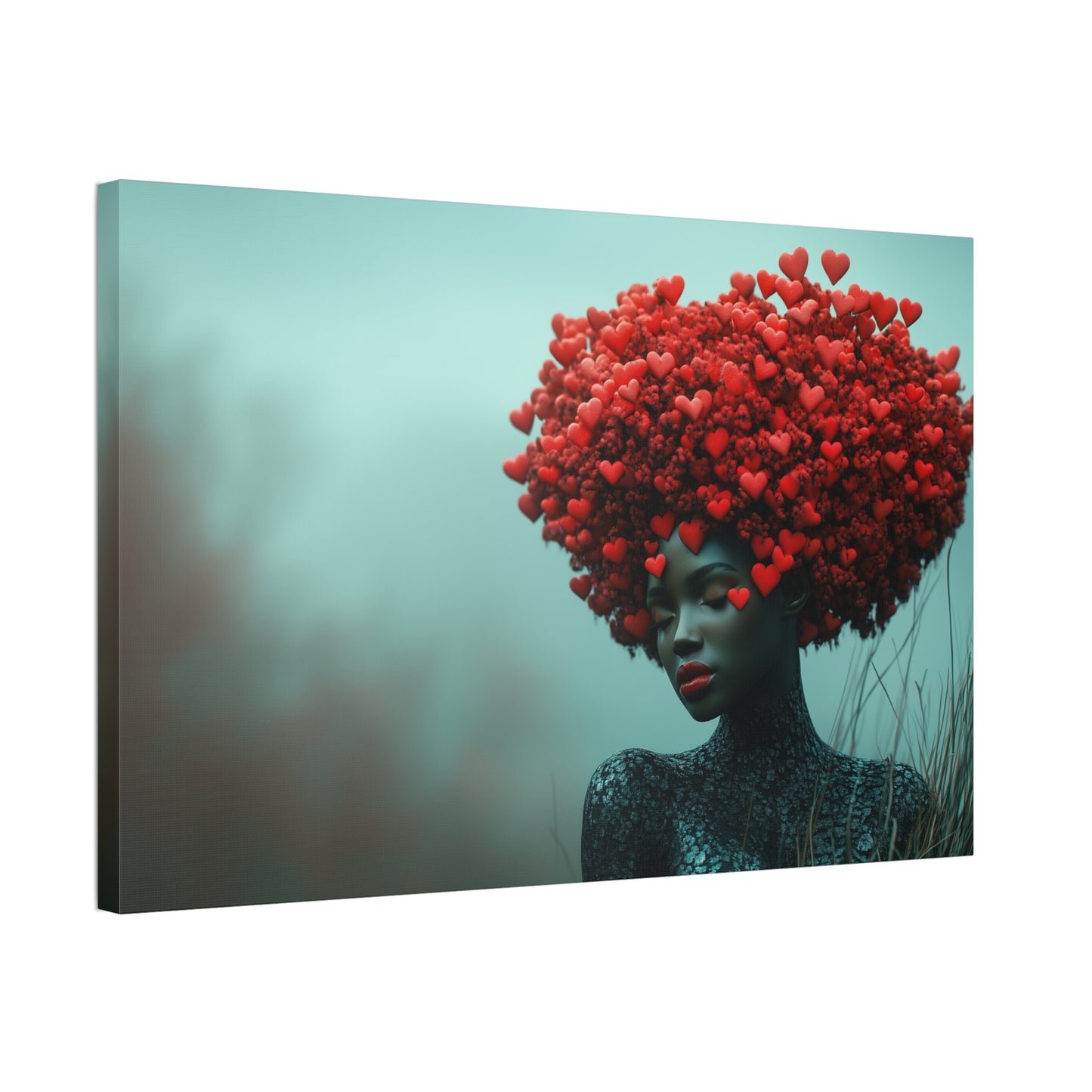 Beautiful Heart Filled Afro Woman Canvas