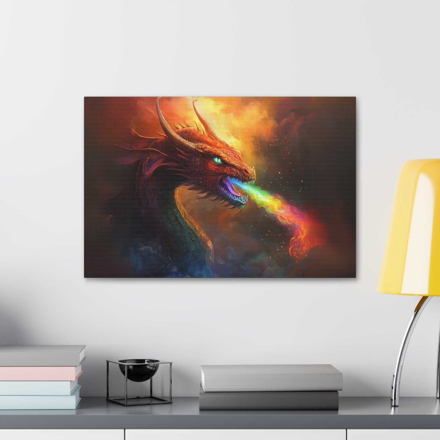 Rainbow Fire Breathing Dragon 1 Canvas