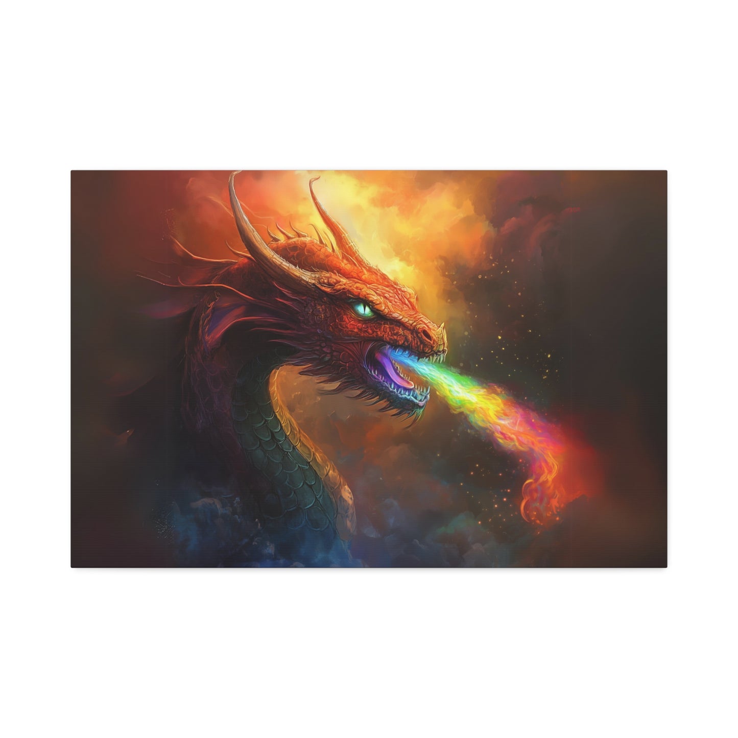 Rainbow Fire Breathing Dragon 1 Canvas