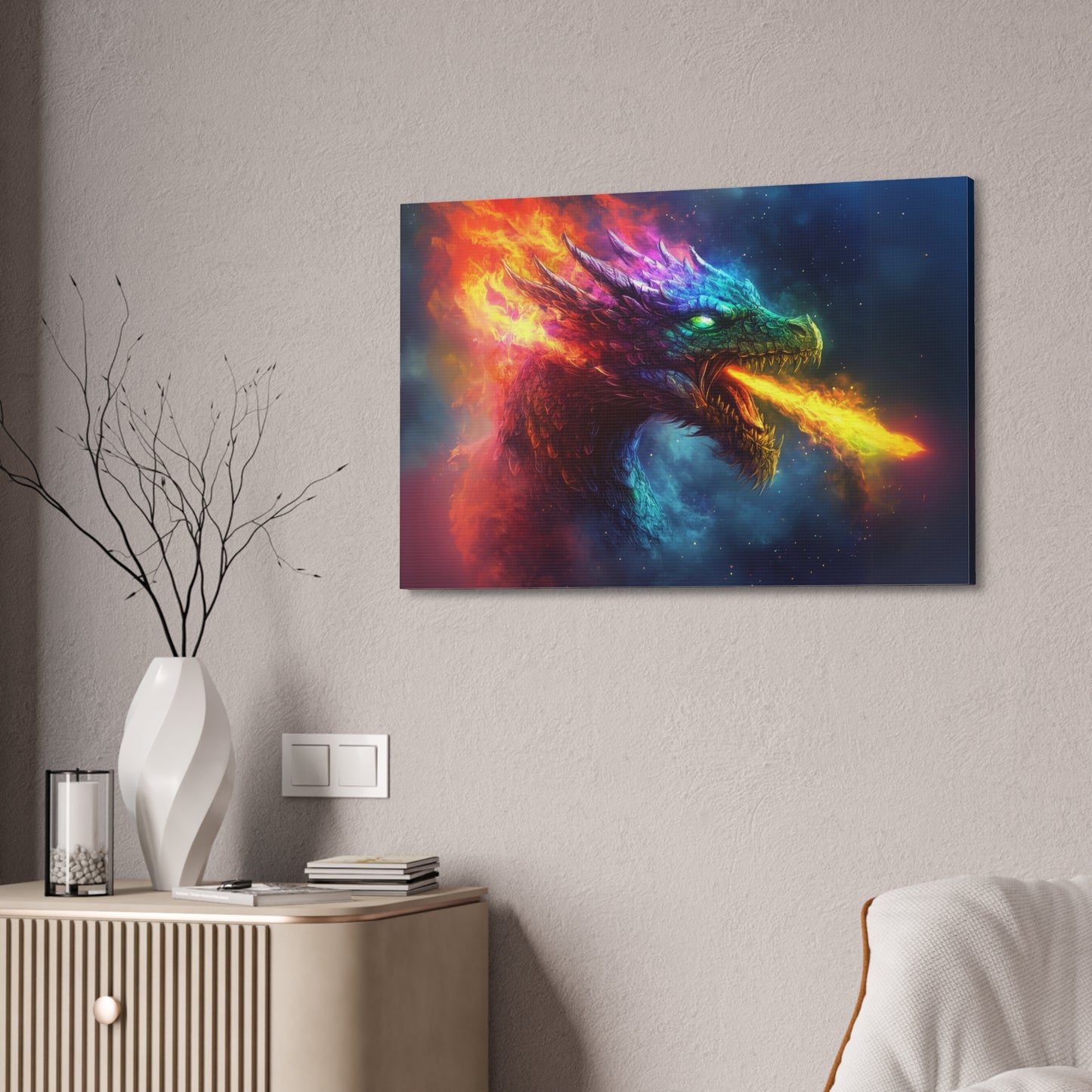 Rainbow Fire Breathing Dragon 2 Canvas