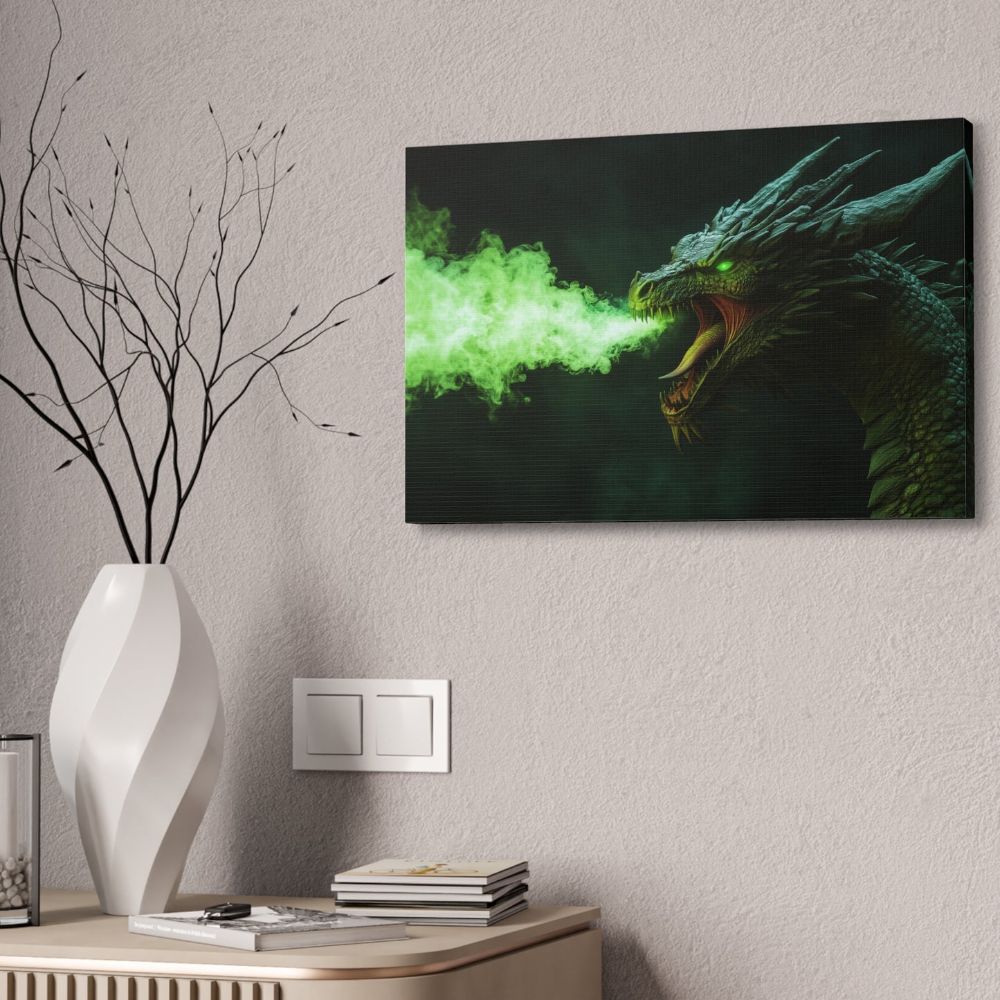 Fire Breathing Dragon (Green) Canvas