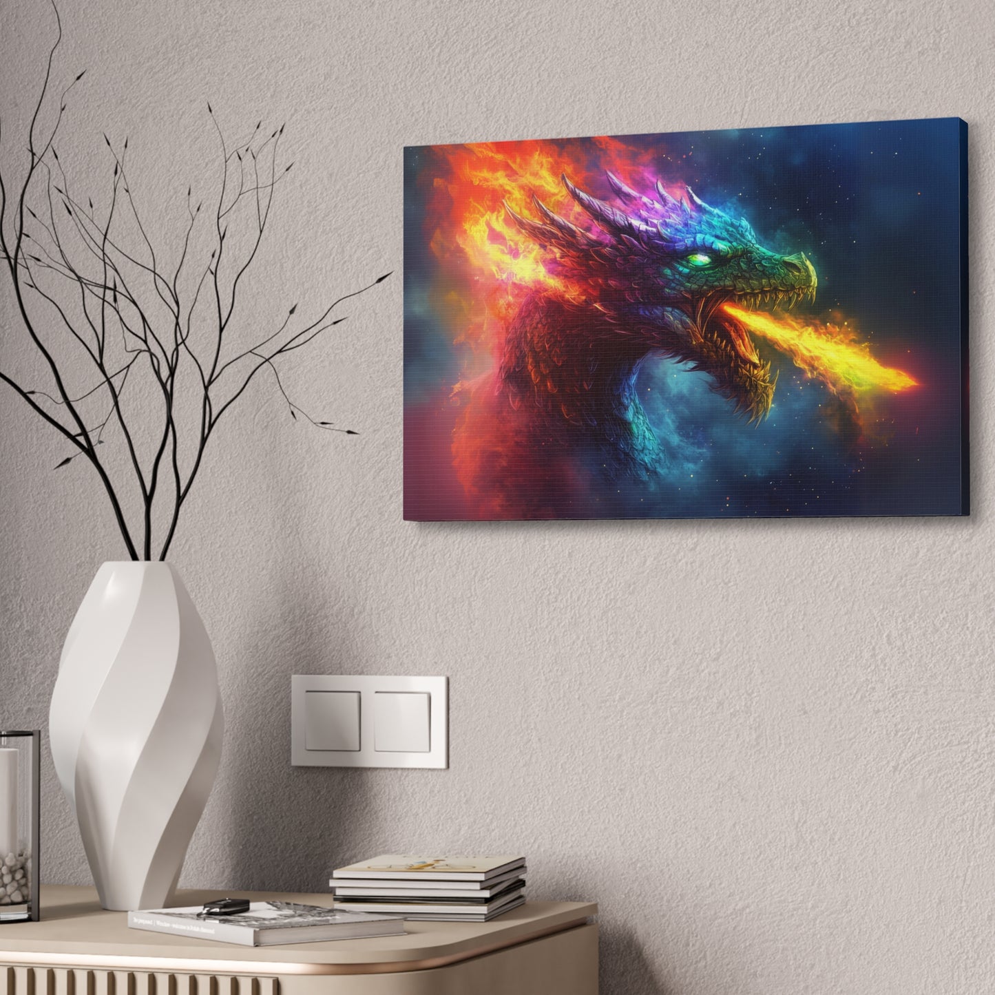 Rainbow Fire Breathing Dragon 2 Canvas