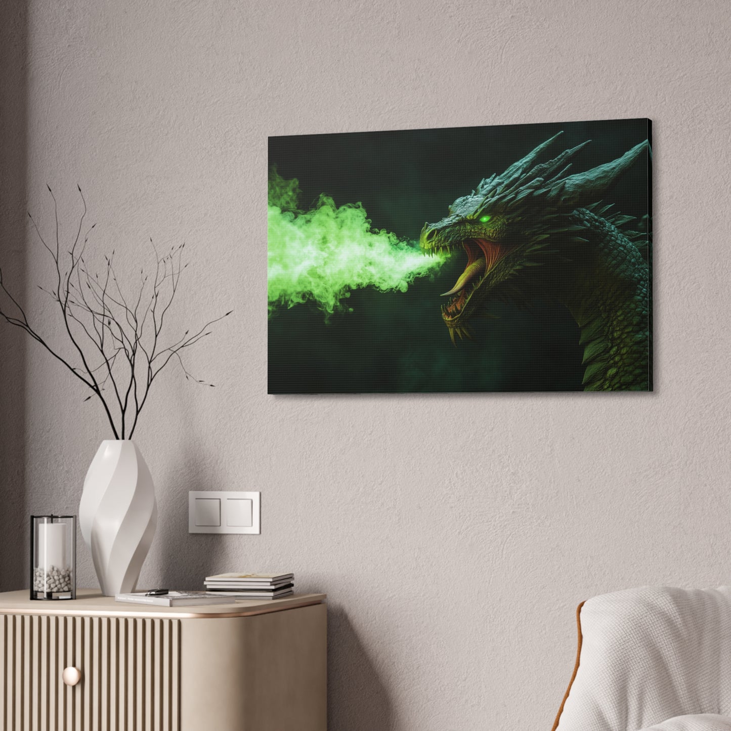 Fire Breathing Dragon (Green) Canvas